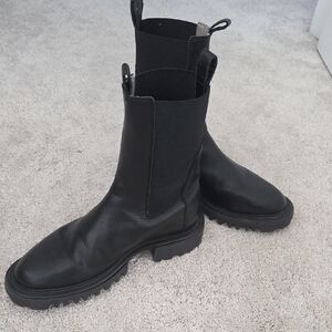 Allsaints Black Leather Chunky Boots HALLIE
